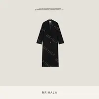MRHALA 杉黛精织垂感细羊毛单排扣口袋风衣式外套女 LW55126