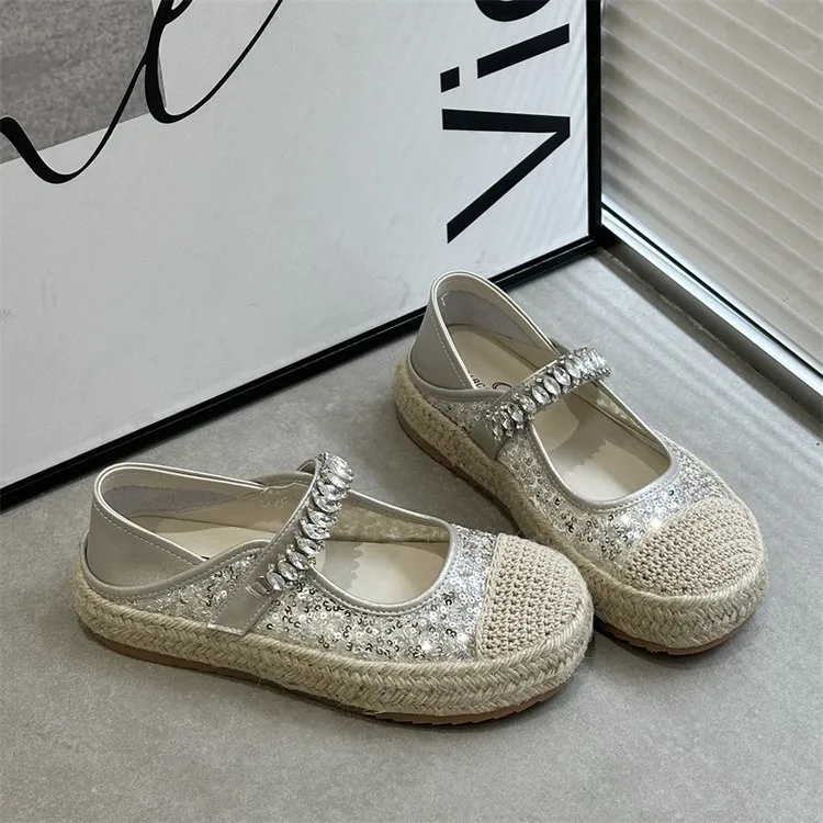 亮片懒人休闲单鞋女2025年春夏季厚底两穿百搭一脚蹬玛丽珍单鞋女