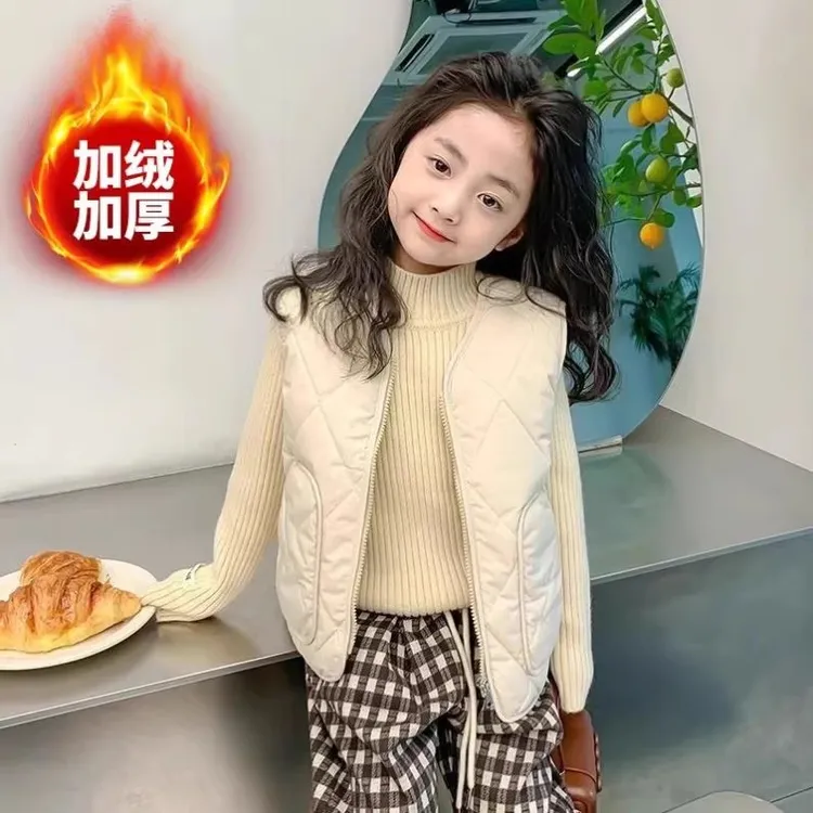 2024秋冬男女童加绒马甲韩版儿童时髦坎肩宝宝外穿背心潮