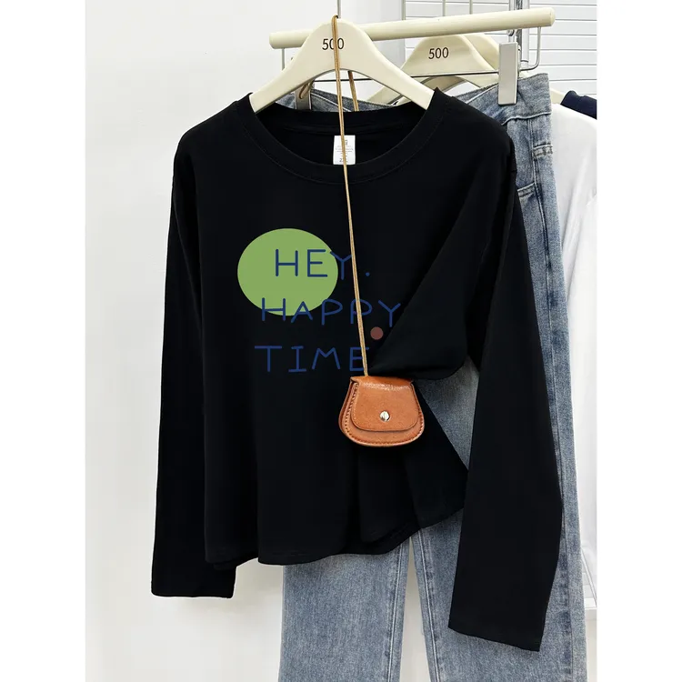 百搭长袖打底衫T恤女装2025秋冬季圆领大码胖mm遮肉显瘦正肩上衣