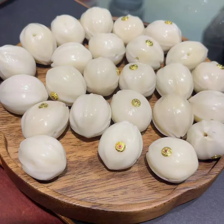 象牙果原果雕刻铁核三通镶嵌款 diy挂件文玩配饰手串搭配串珠