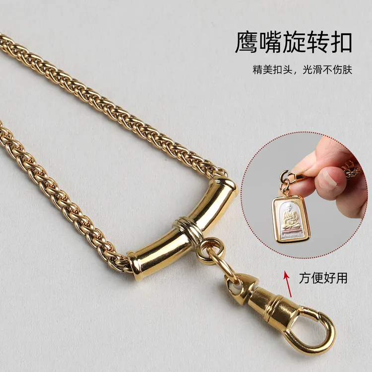 钛钢吊坠 泰国原版1:1钛钢龙骨链旋转鹰嘴扣佛牌链唐卡挂绳吊坠链