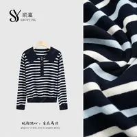 【仟娜】洋气显白~高级感显瘦翻领拉链套头条纹针织衫SY73ZZ8487