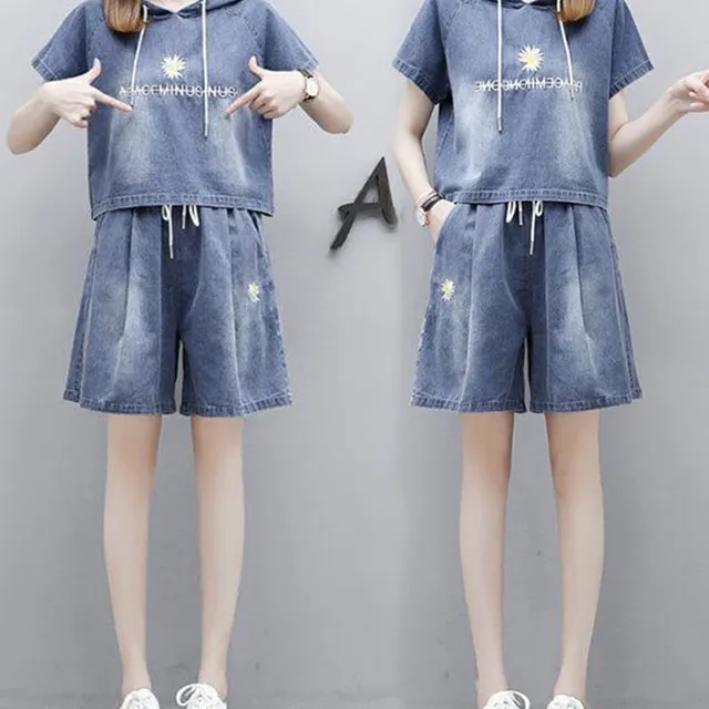 2021夏新款休闲牛仔短裤套装女韩版宽松显瘦减龄时尚小个子套装女