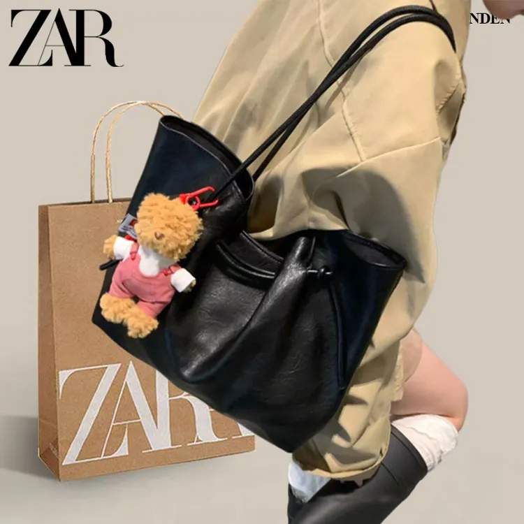 ZAR FENDEN高级感复古绑带托特包女2025秋冬PU皮质单肩时尚手提包