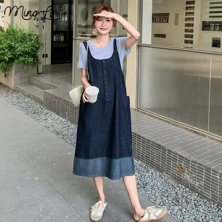 牛仔背带裙套装女洋气减龄两件套连衣裙学院风感夏季2025新款