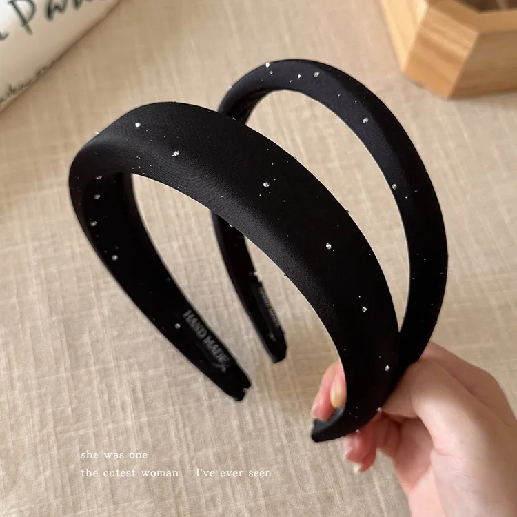 韩系黑色满天星细闪高颅顶发箍女2025新款夏季头箍洗脸压发捆发卡
