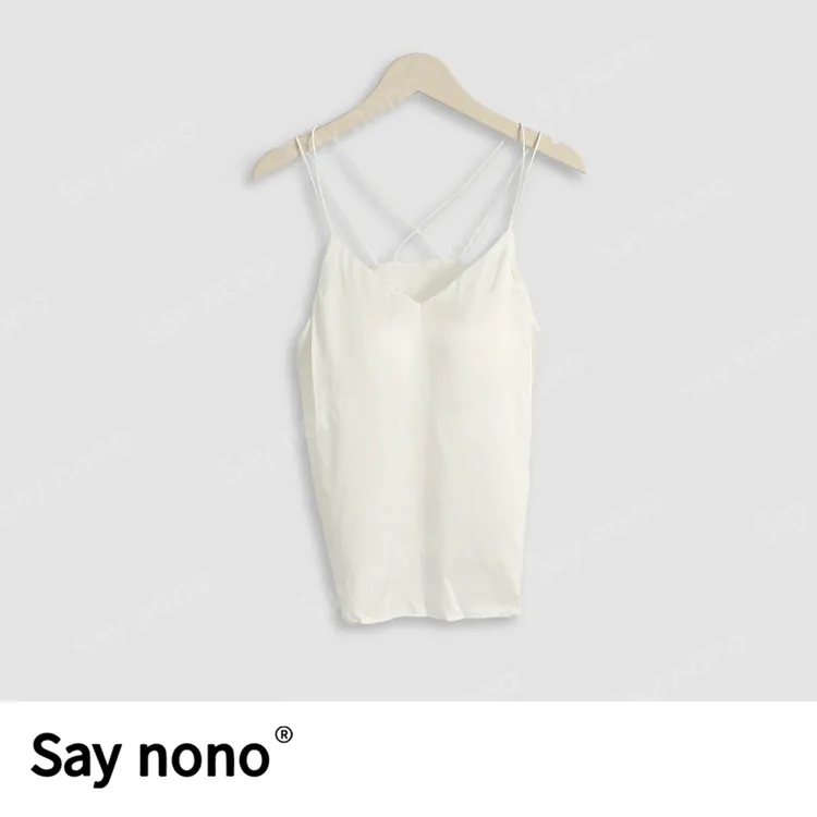 懒猫nono│Saynono 真丝吊带绸缎免穿文胸舒适带胸垫/XXTG02S235
