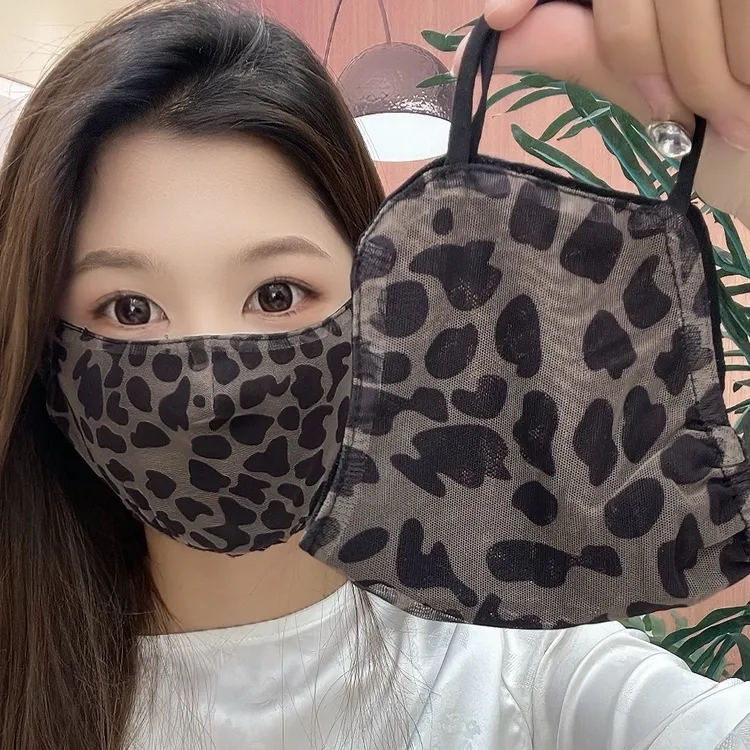 女士春夏豹纹款冰丝护眼角遮阳防晒防紫外线面罩口罩防风尘面纱