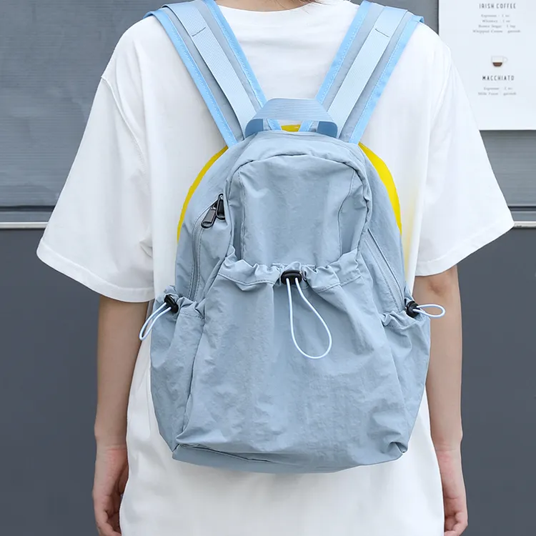 韩版新款休闲尼龙布双肩包女ins轻便学生上课书包复古百搭背包潮