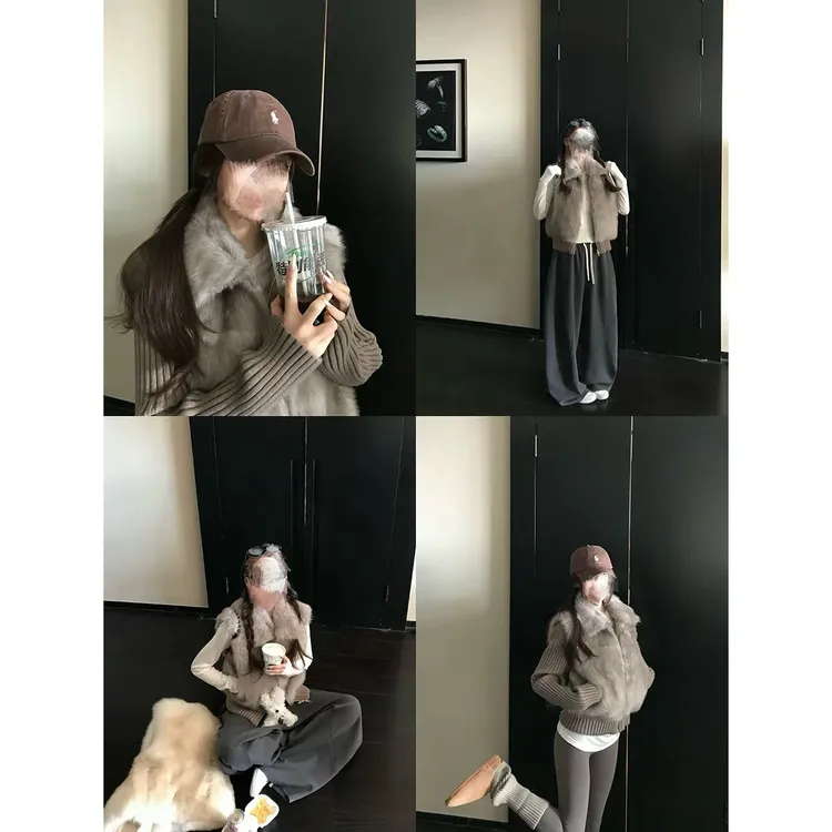 2025网红款“毛绒暖暖”时髦洋气直毛毛绒一体小个子高级感毛毛外套