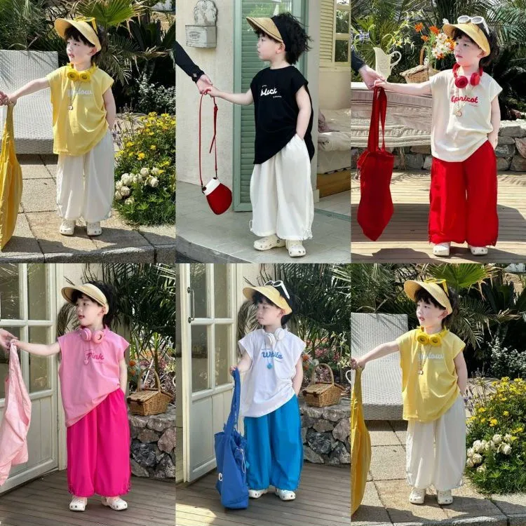 儿童韩版男童夏背心套装2025新款帅气无袖中小童坎肩长裤两件套潮