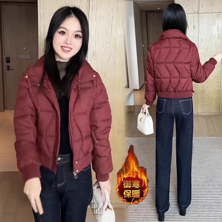 时尚显瘦棉服女2025年冬季新款加厚保暖小个子洋气短款棉衣外套