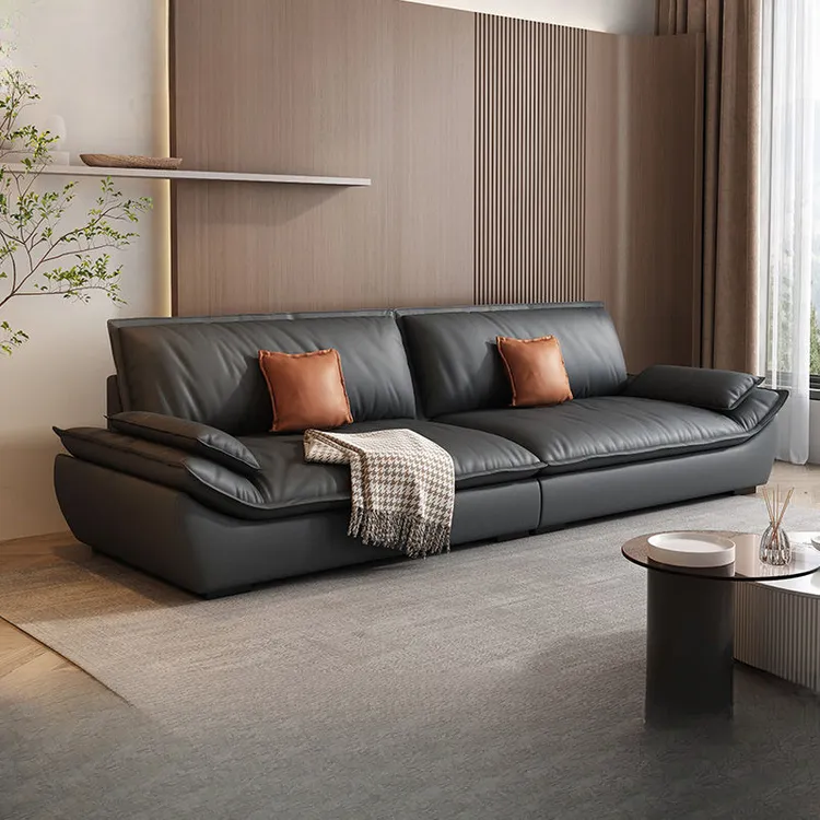 意式高档帆船沙发客厅简约超宽大坐深猫爪布沙发轻奢科技布皮沙发