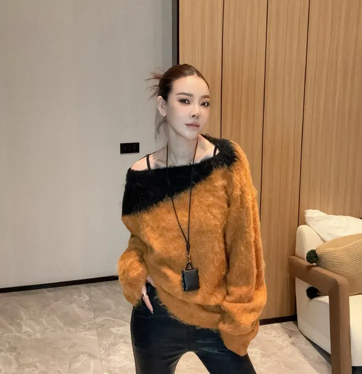【丽丽推荐】拉毛两穿慵懒毛衣网红针织时尚