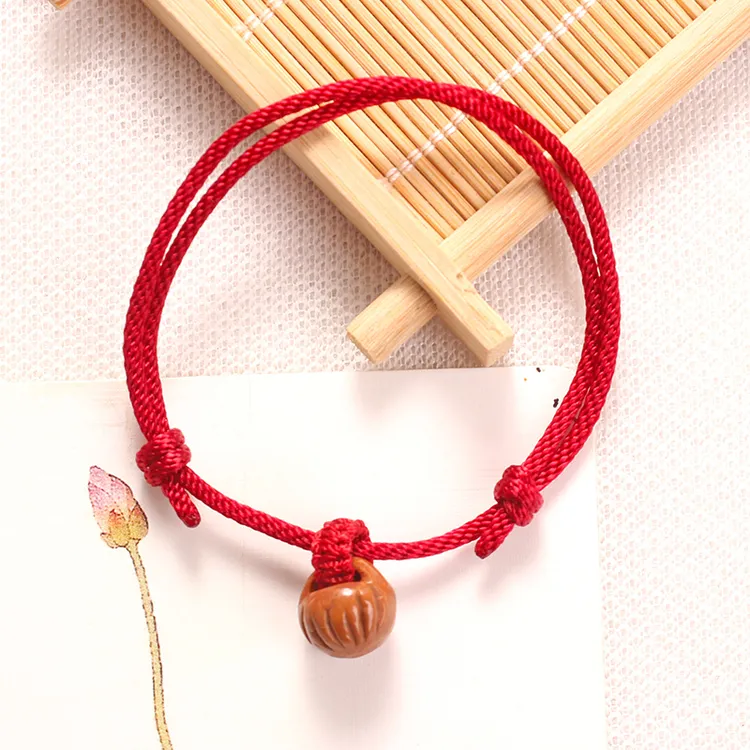 手编桃篮手链婴儿压惊手绳大人情侣手绳转运红绳儿童学生手串饰品
