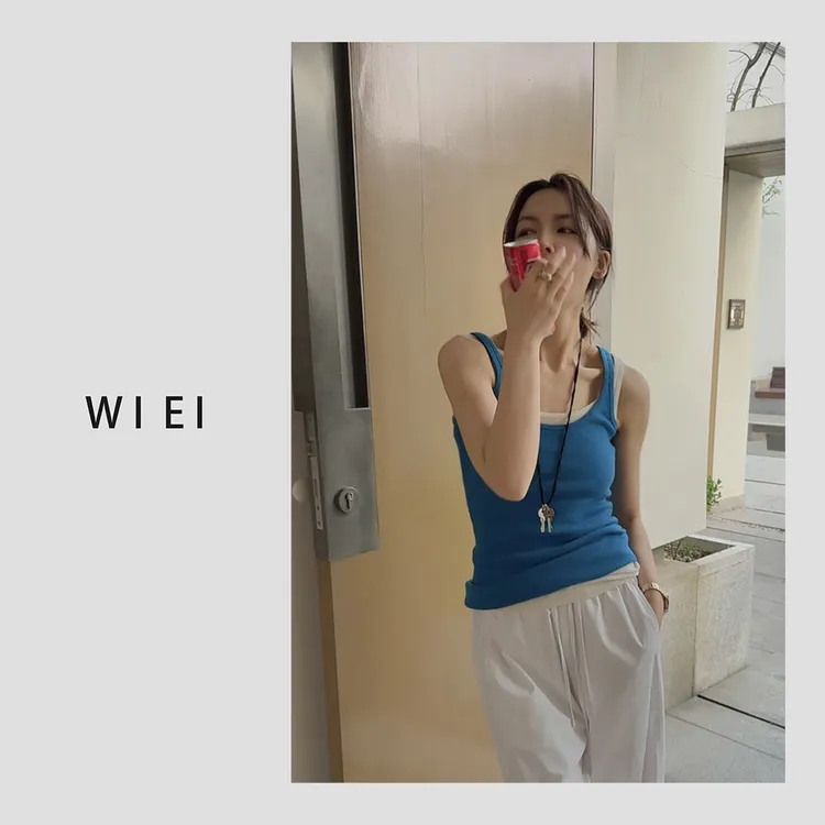 《WI EI》扬子纱 薄款坑条极细 绵羊毛修身纯色内搭背心 7A228