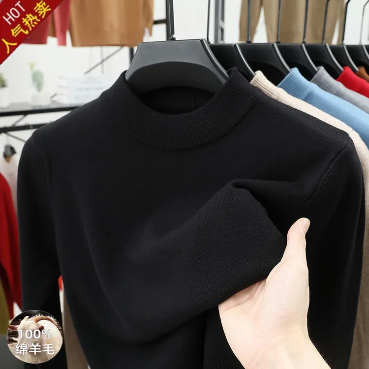 2025秋冬款鄂尔多斯市100%纯羊毛衫男高档加厚半高领针织衫毛衣