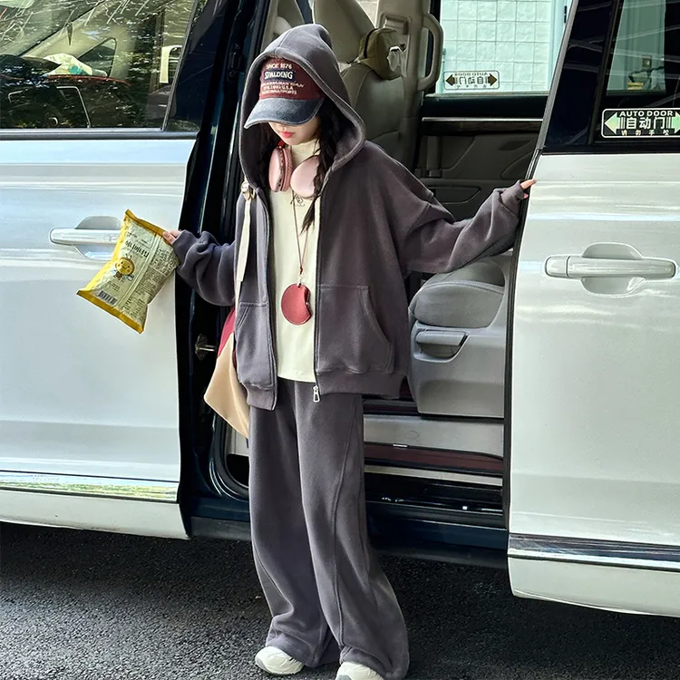 女童奥粒绒套装秋冬季加绒2025新款中大童洋气时髦休闲两件套加厚