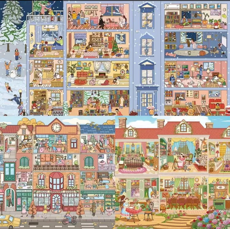 芋泥小盒子5.0格子间系列立体造景贴纸3D微缩场景拼贴diy手账贴纸