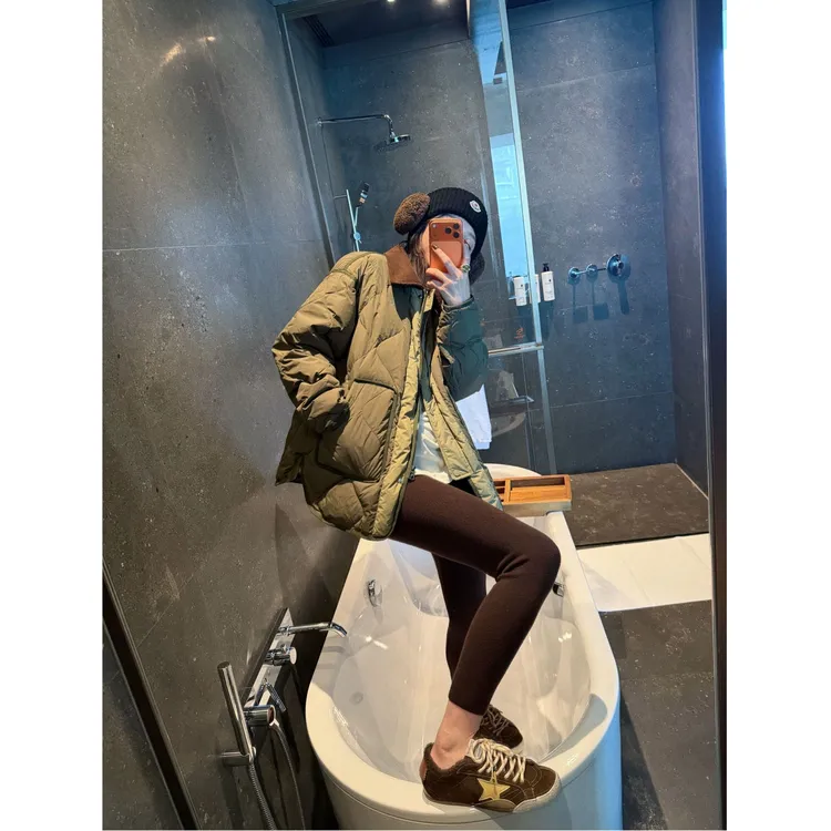 BETTER JOELAY-【雅绿格纹】时尚百搭保暖休闲通勤风羽绒服Z0980