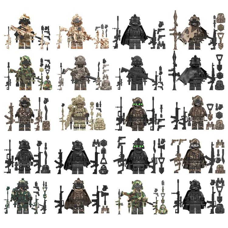 World Minifigs军事系列阿尔法㧹种部队海豹突击拼插积木