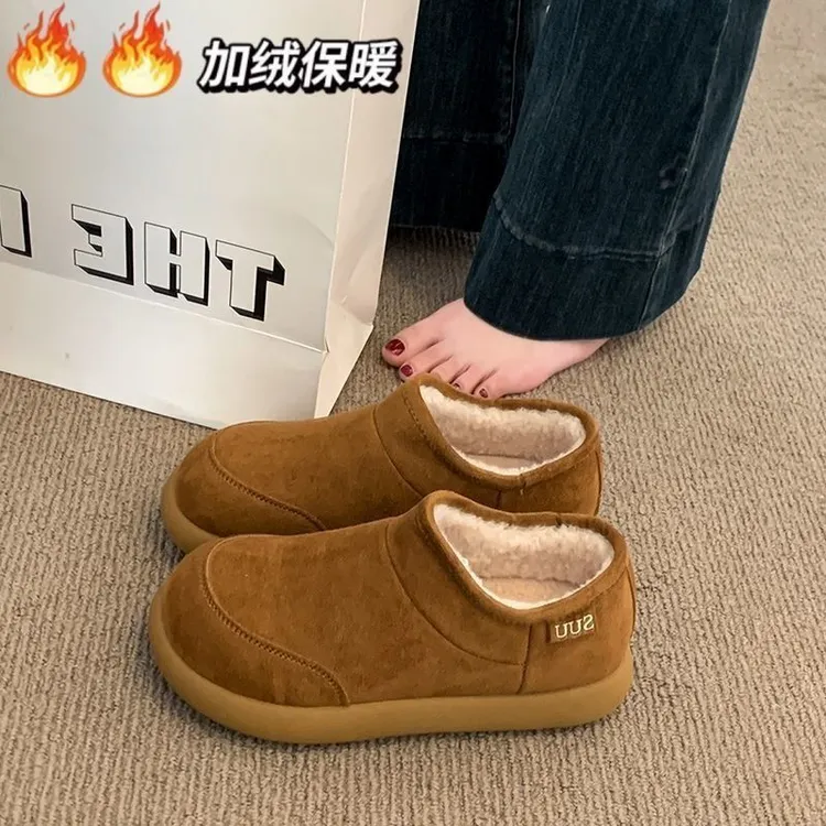 加绒雪地靴女外穿厚底2025年冬季新款皮毛一体短筒靴加厚防滑棉鞋