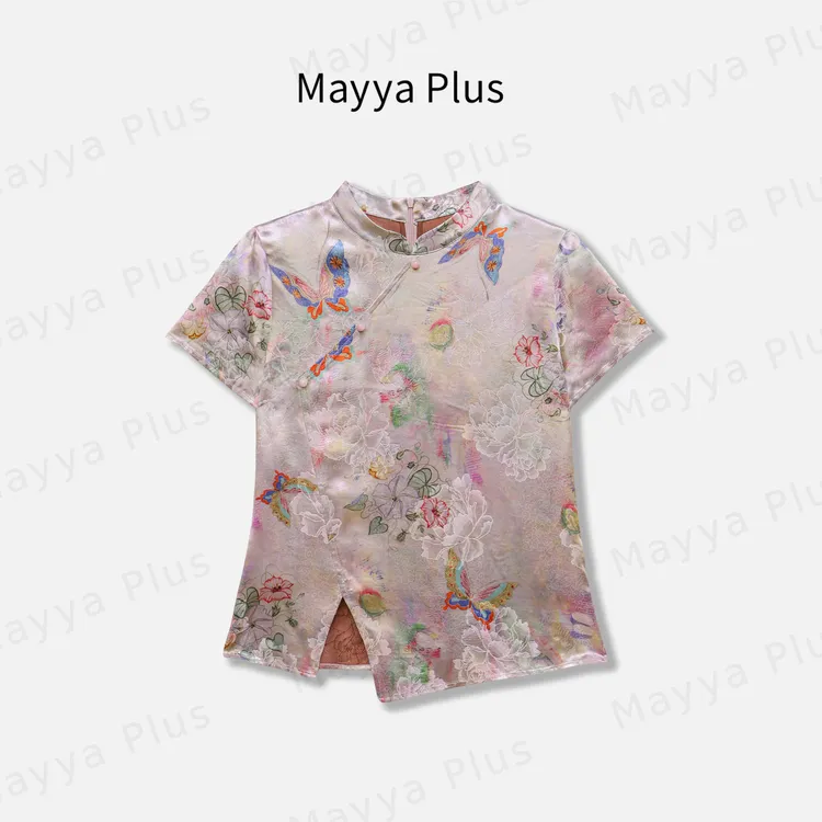 【洛神花影】Mayya Plus麦芽定制国风新中式短袖刺绣上衣女32528672