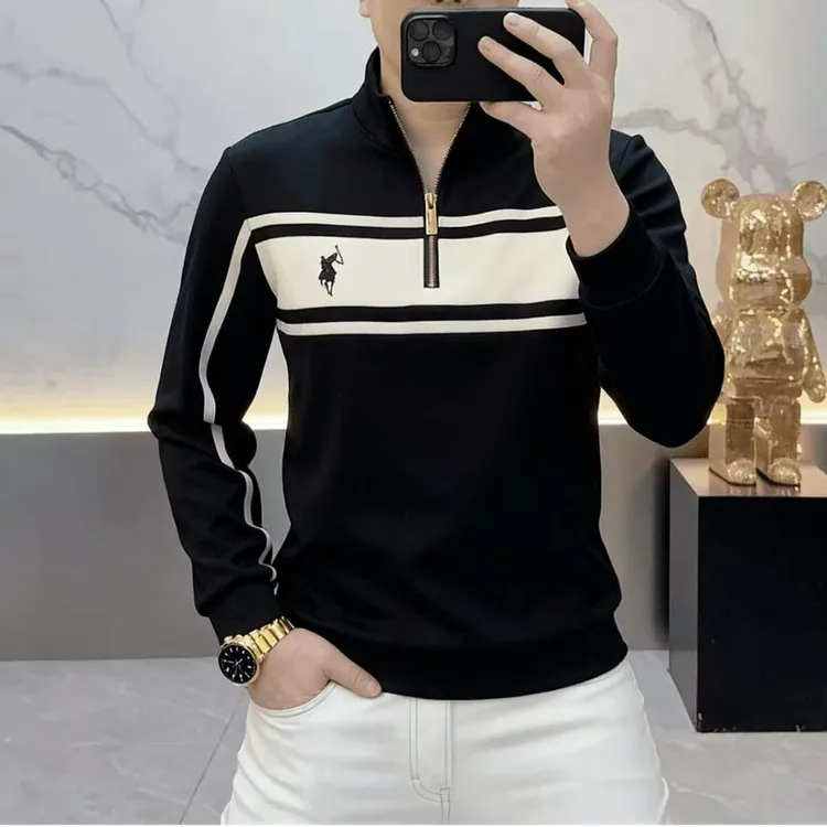 高档秋冬半拉链立领加绒加厚卫衣男士休闲潮流保暖打底衫男装8793