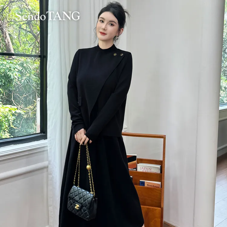 不规则无袖马甲连衣裙套装【叠穿派对】胖多女装新款显瘦大码遮肉