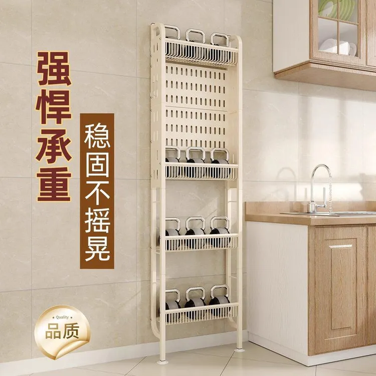 厨房多层落地式置物架门后超窄靠墙调料架多功能免打孔夹缝置物架