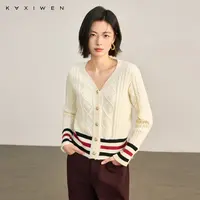 佧茜文英伦风绞花针织衫【冬新】学院肌理编织感撞色上衣D09CZW9563