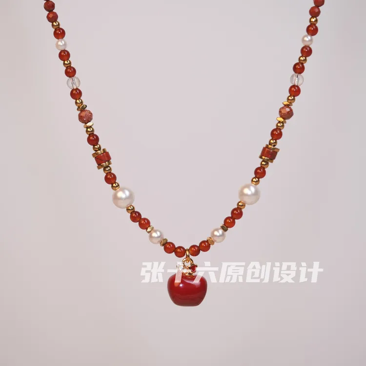 铜合金项链 [苹果]张十六原创设计手工串珠百搭复古小众锁骨链