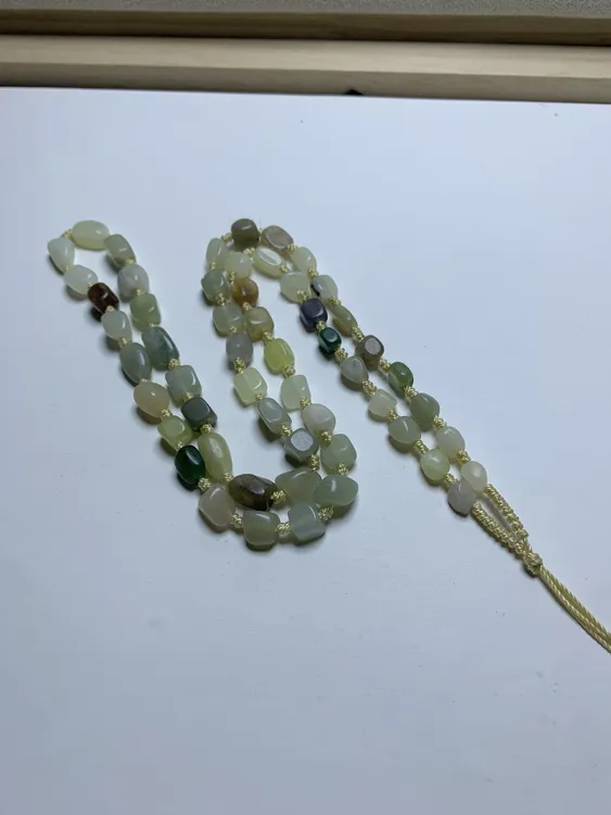 和田玉随行多宝珠链手工编织玉石挂链百搭长款