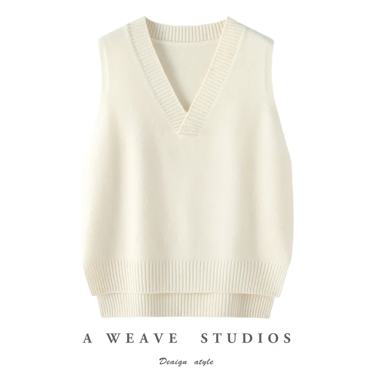 25秋冬新款针织羊毛马甲女背心学生大码宽松无袖V领坎肩毛衣外套