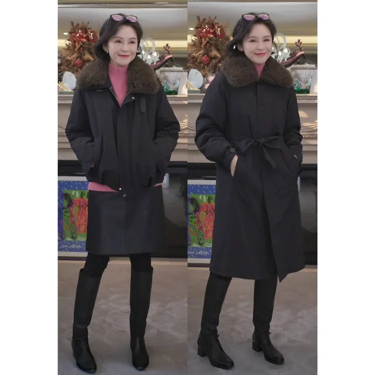 我是摩羯 小欧包 90白鹅绒可拆卸毛领保暖冬外套