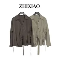 【ZHIXIAO】秋冬新款：系带翻领衬衣5046