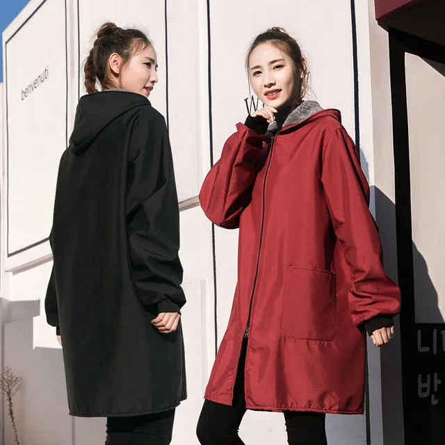 休闲外套冬爆款加绒保暖工作服长袖罩衣定制logo围裙家用厨房男女