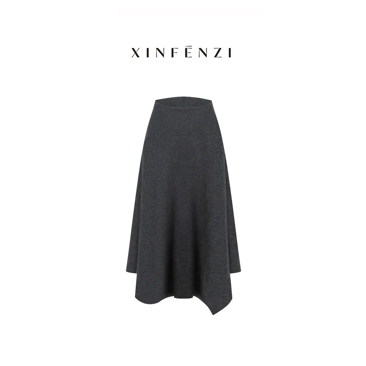 【暖冬裙】XINFENZI 宽腰头不规则下摆百搭伞裙 FSK37422
