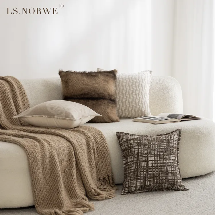 LS.NORWE简约现代中古风客厅沙发抱枕轻奢软装酒店抱枕套床头靠垫