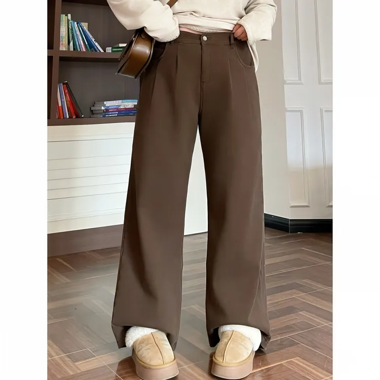 花契“冰岛冰原”大码女装冬季简约200斤胖mm韩系直筒牛仔裤16010-C