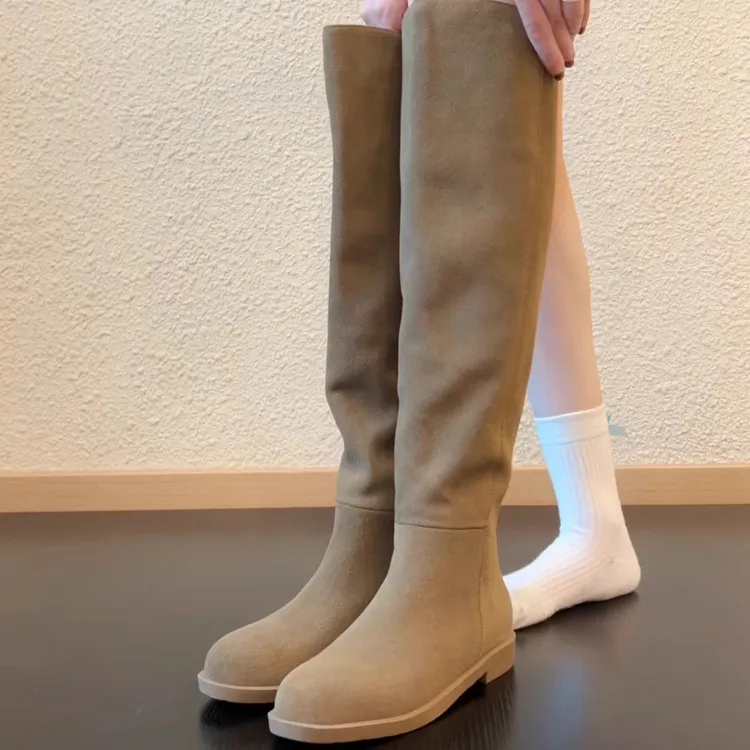 Pokoy-2.5cm女复古百搭气质不过膝高筒靴秋冬季时尚