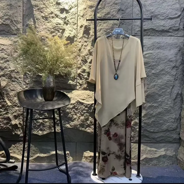 新款薄款长袖防晒空调衫搭配坎袖显瘦连衣裙两件套