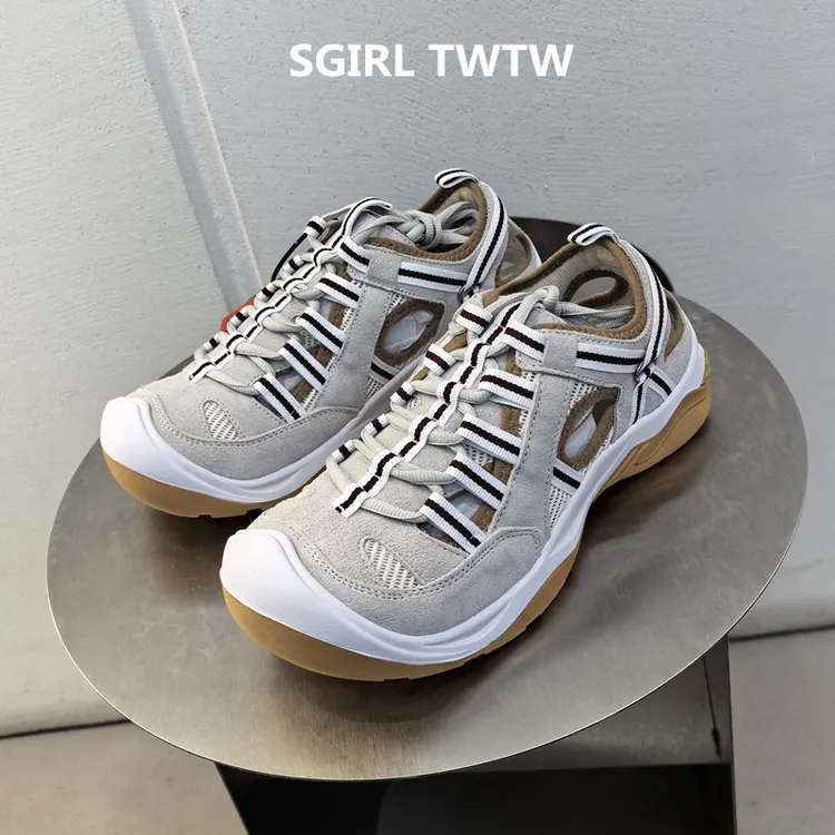 SGIRL TWTW2025年春夏新款真皮网布镂空透气百搭平底休闲鞋女鞋潮