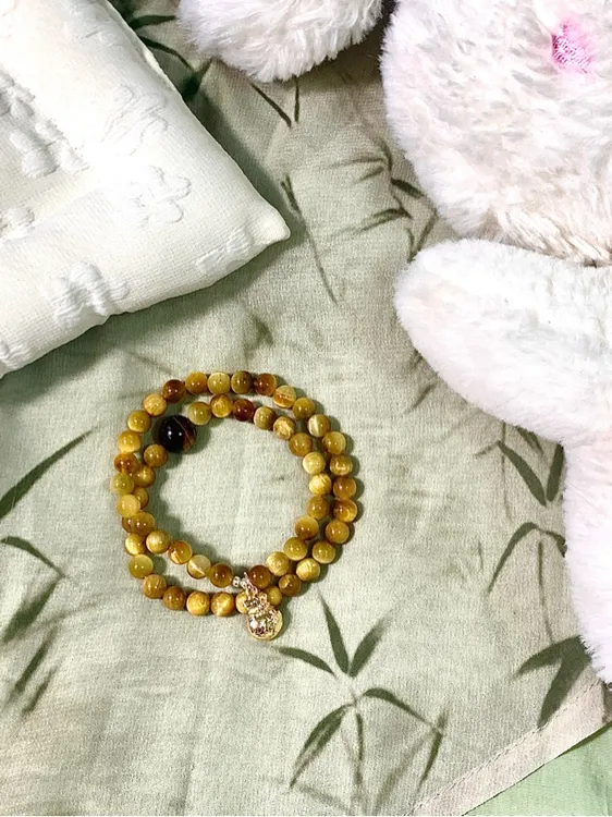 金虎眼石双圈手链黄虎眼石手串招财转运情侣款