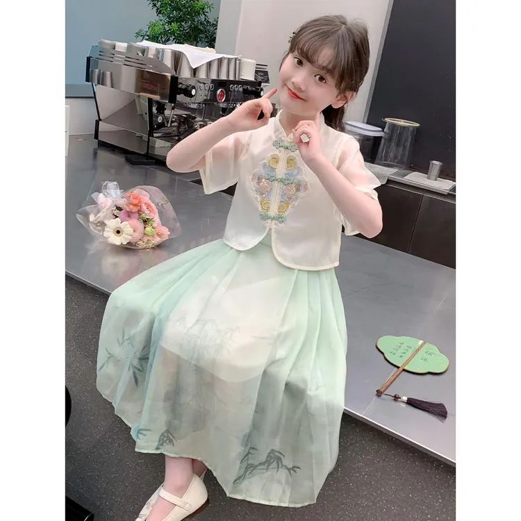 女童汉服连衣裙夏装2025新款中国风儿童超仙公主裙中大童套装裙子