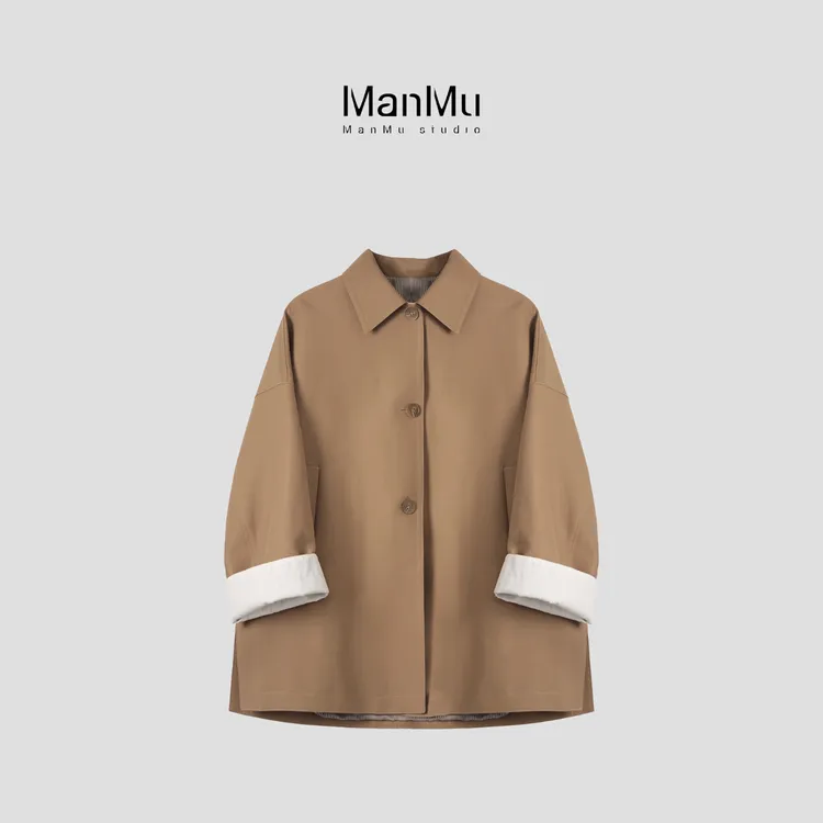 满目ManMu【张琪专属】高级定制秋季时尚百搭风衣350379