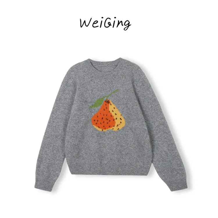 W3001【丹姐家~大吉大梨~羊毛拉绒】95%羊毛拉绒圆领套头毛衣女