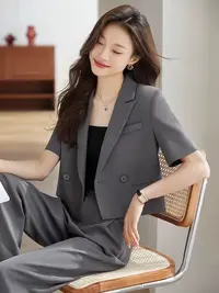 0678爆款职业西装外套女夏季新款气质女神范休闲时尚西服套装