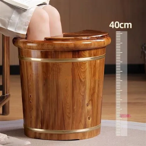 泡脚桶木桶过小腿加热按摩实木洗脚盆带盖足浴桶高深桶家用泡脚桶